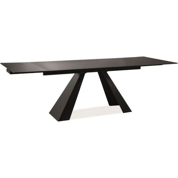 Tavolo Da Pranzo Di Design Casa Padrino Nero Opaco 160-240 X 90 X H. 76 Cm - Tavolo Da Pranzo Allungabile Con Piano In Vetro Temperato - Mobili Di Design-image