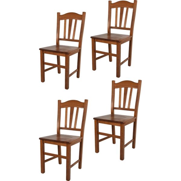 T M C S Tommychairs - Set Di 4 Sedie Silvana Per Cucina E Sala Da Pranzo, Struttura Robusta In Legno Di Faggio, Laccata Nel Colore Noce Chiaro E Seduta In Legno-image