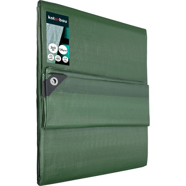 Kotarbau Telone In Tessuto 2X3 M Verde 120G/M2 Telone Occhielli Rinforzati Telone Protettivo Telone Per Edilizia Impermeabile Antistrappo Telone Industriale Qualsiasi Condizione Atmosferica-image