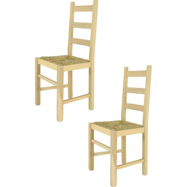 T M C S Tommychairs - Set Di 2 Sedie Rustica Per Cucina E Sala Da Pranzo, Struttura Robusta In Legno Di Faggio Lucidato, Non Trattato E 100% Naturale, Seduta In Vera Paglia-image