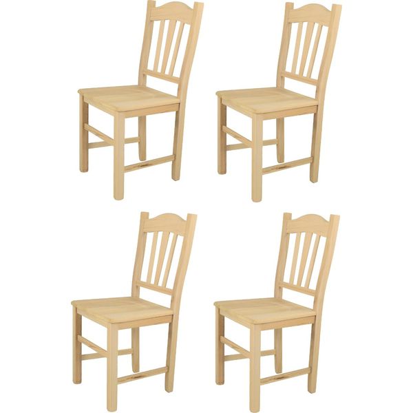 T M C S Tommychairs - Set Di 4 Sedie Silvana Per Cucina E Sala Da Pranzo, Struttura Robusta In Legno Di Faggio Lucidato, Non Trattato E Naturale Al 100%, Seduta In Legno Lucidato-image