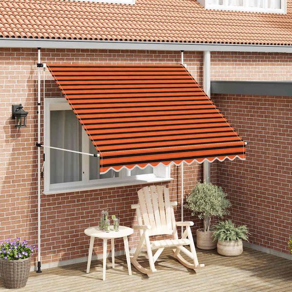 Vidaxl Tenda Da Sole Retrattile A Comando Manuale 250 Cm Arancione E Marrone-image