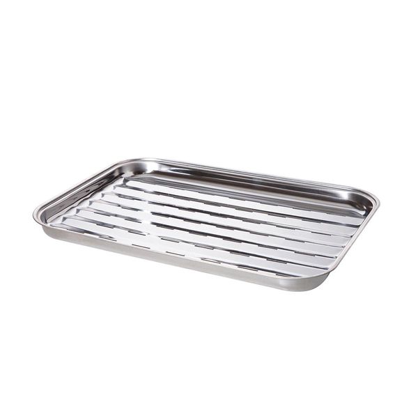 Vassoio Per Grigliate In Acciaio Inox Allgrill 34 X 24 X 2,5 Cm Per Evitare Incendi Di Grasso-image