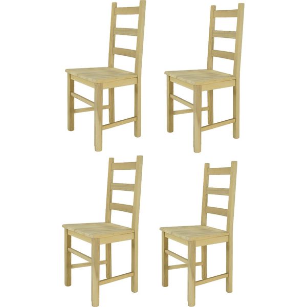 T M C S Tommychairs - Set Di 4 Sedie Rustica Per Cucina E Sala Da Pranzo, Struttura Robusta In Legno Di Faggio Lucidato, Non Trattato E Naturale Al 100%, Seduta In Legno Lucidato-image