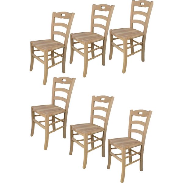 T M C S Tommychairs - Set Di 6 Sedie Savoie Per Cucina E Sala Da Pranzo, Struttura Robusta In Legno Di Faggio Lucidato, Non Trattato E Naturale Al 100%, Seduta In Legno Lucidato-image