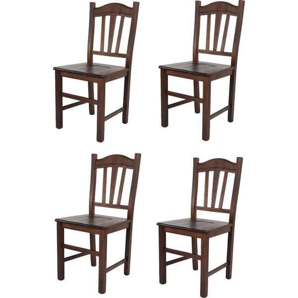 T M C S Tommychairs - Set Di 4 Sedie Silvana Per Cucina E Sala Da Pranzo, Struttura Robusta In Legno Di Faggio, Laccata Nel Colore Noce Scuro E Seduta In Legno-image