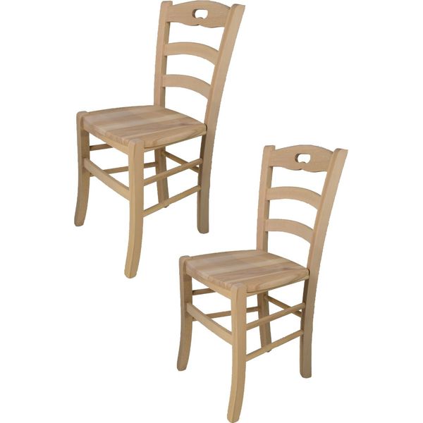 T M C S Tommychairs - Set Di 2 Sedie Savoie Per Cucina E Sala Da Pranzo, Struttura Robusta In Legno Di Faggio Lucidato, Non Trattato E Naturale Al 100%, Seduta In Legno Lucidato-image