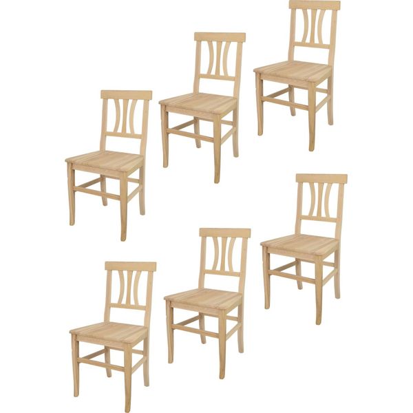 T M C S Tommychairs - Set Di 6 Sedie Artemisia Per Cucina E Sala Da Pranzo, Struttura Robusta In Legno Di Faggio Lucidato, Non Trattato E Naturale Al 100%, Seduta In Legno Lucidato-image