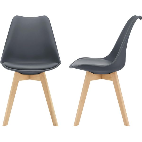 Sedia Da Pranzo 'FläTen' Set Di 2 Sedie Imbottite In Ecopelle Grigio-image