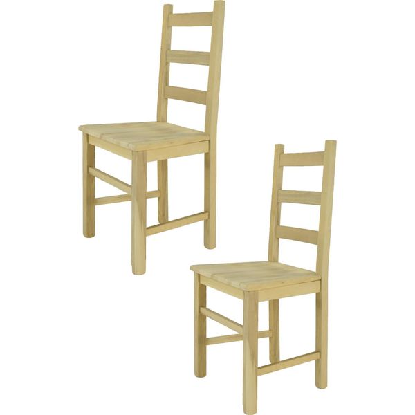 T M C S Tommychairs - Set Di 2 Sedie Rustica Per Cucina E Sala Da Pranzo, Struttura Robusta In Legno Di Faggio Lucidato, Non Trattato E Naturale Al 100%, Seduta In Legno Lucidato-image