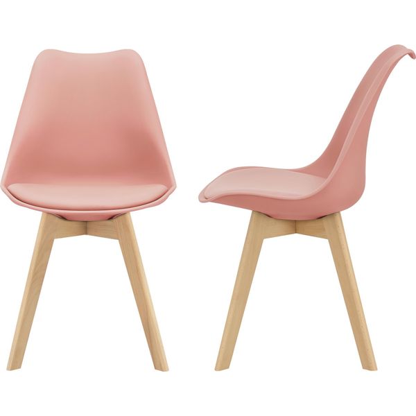 Sedia Da Pranzo 'FläTen' Set Di 2 Sedie Imbottite In Ecopelle Rosé-image