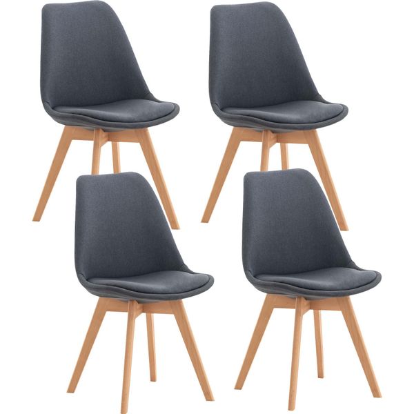 Clp Set Di 4 Sedie Da Pranzo Linares Con Struttura In Legno Di Faggio, Tessuto Grigio Scuro-image