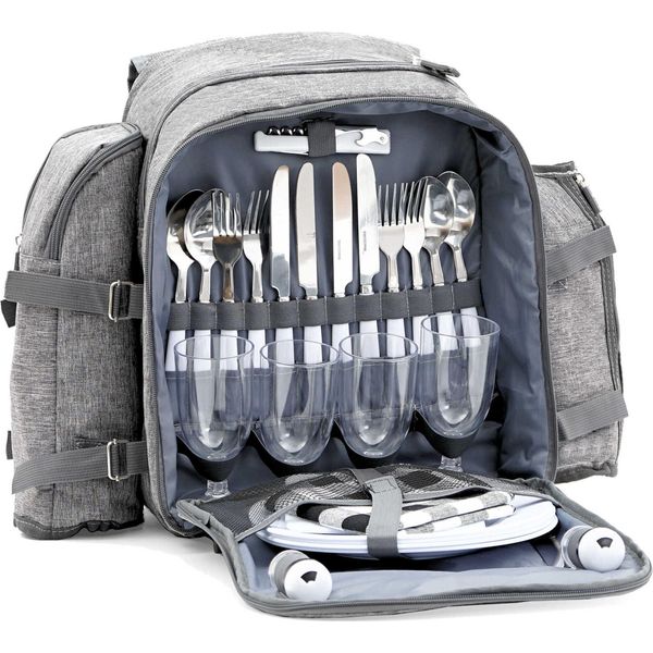 Zaino Da Picnic Campfeuer Per 4 Persone, Set Da Picnic Da 32 Pezzi, Zaino Con Utensili Da Campeggio-image