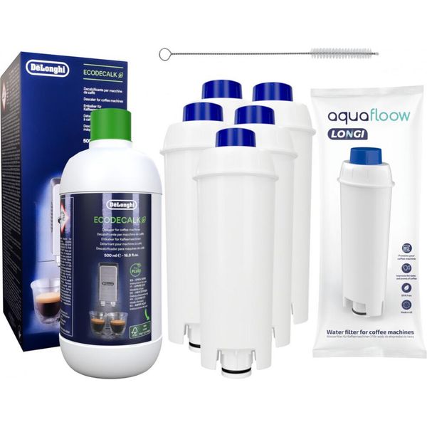 5X Filtro Acqua Compatibile Con Delonghi Ecam Magnifica S 23.210.W Identico A DLSC002 + Delonghi Ecodecalk 500Ml DLSC500-image
