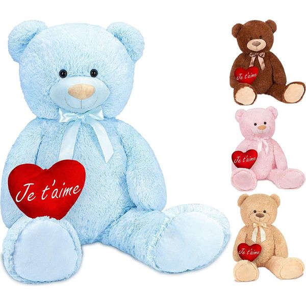 Brubaker Orsacchiotto Xxl 100 Cm Azzurro Con Cuore Je T'aime Peluche Peluche-image