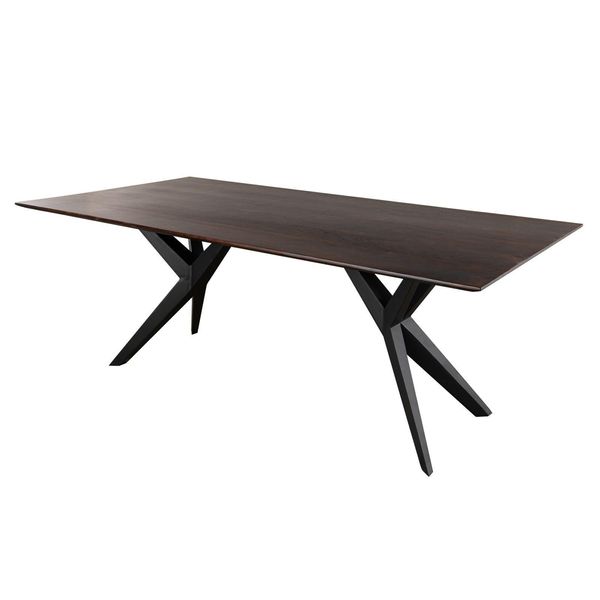 MASSIVMOEBEL24 | Tavolo Da Pranzo In Legno Di Acacia 160X90X76 Marrone Laccato Swiss Edge #14-image