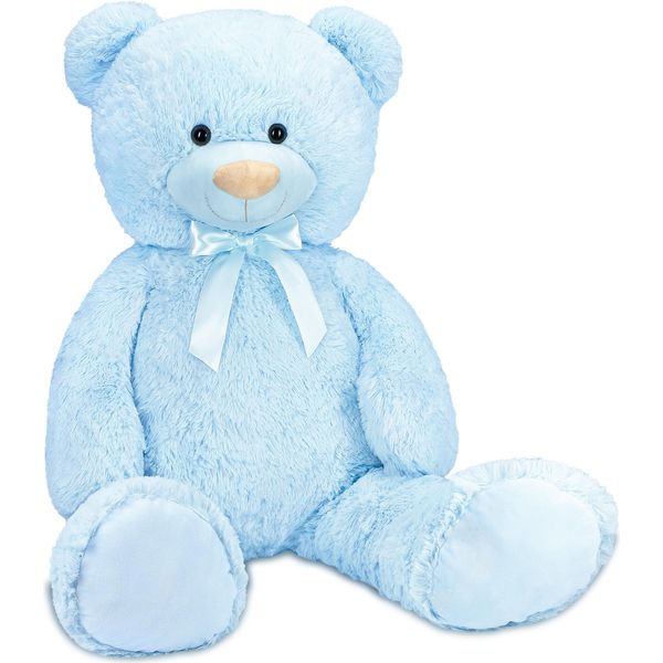 Brubaker Xxl Orsetto 100 Cm - Peluche Grande - Peluche Con Fiocco, Blu-image