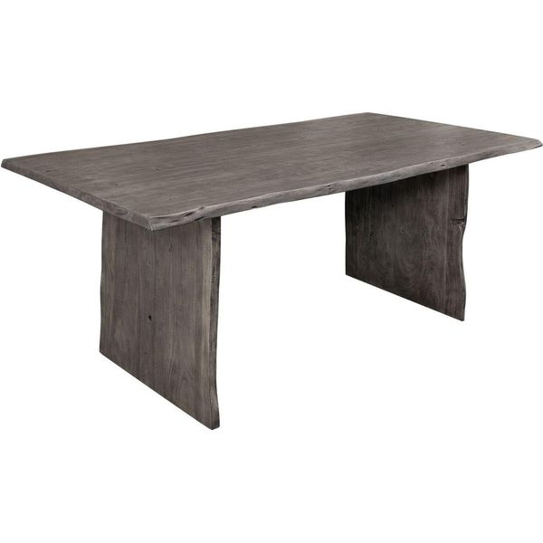 MASSIVMOEBEL24 | Tavolo Da Pranzo In Legno Di Acacia 200X100X76 Grigio Scuro Laccato Pure Acacia #415-image