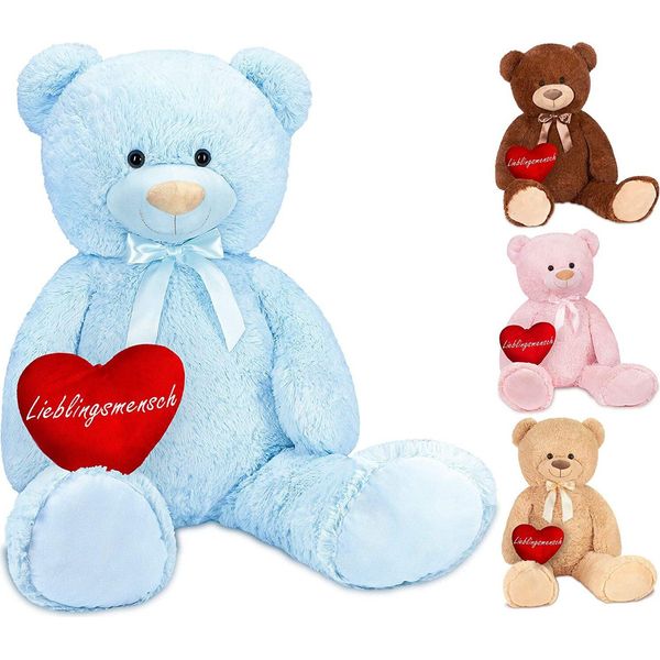 Brubaker Xxl Orsacchiotto 100 Cm Azzurro Con Cuore Persona Preferita Peluche Peluche Peluche-image