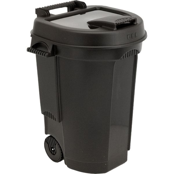 Contenitore Per Rifiuti 110 L Con Coperchio - Mobile Con Rotelle - Contenitore Per Rifiuti Robusto E Resistente In Nero-image