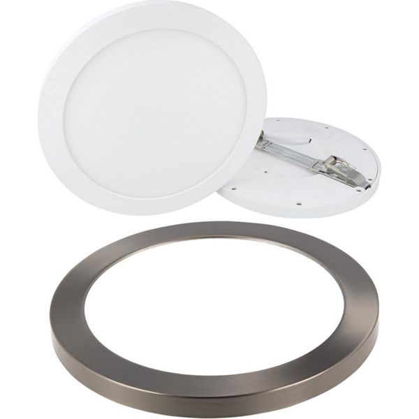 18W Led Panel Aura Easy Fix Dimmerabile IP20 Faretto Da Incasso Luce Da Incasso A Superficie Bianco Caldo 2700K Plafoniera Rotonda Con Cornice Satinata-image