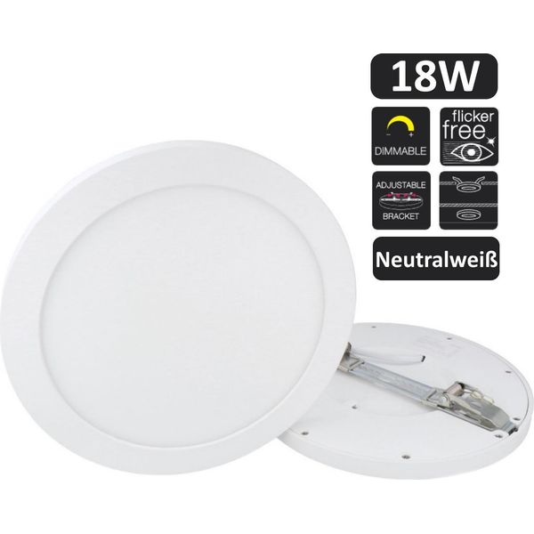 18W Led Panel Aura Easy Fix Dimmable IP20 Faretto Da Incasso Luce Da Incasso A Superficie Bianco Neutro 4000K Plafoniera Rotonda Senza Cornice-image