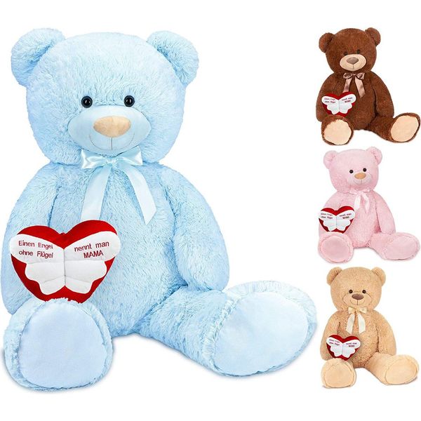 Brubaker Xxl Orsacchiotto 100 Cm Azzurro Con Un Angelo Senza Ali Si Chiama Mamma Cuore Peluche Peluche Peluche-image