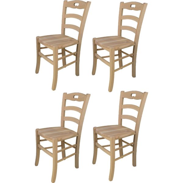 T M C S Tommychairs - Set Di 4 Sedie Savoie Per Cucina E Sala Da Pranzo, Struttura Robusta In Legno Di Faggio Lucidato, Non Trattato E Naturale Al 100%, Seduta In Legno Lucidato-image