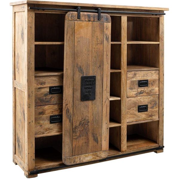 MASSIVMOEBEL24 | Railway #162 Credenza In Legno Di Mango - Laccato / Natur 142X45X147-image
