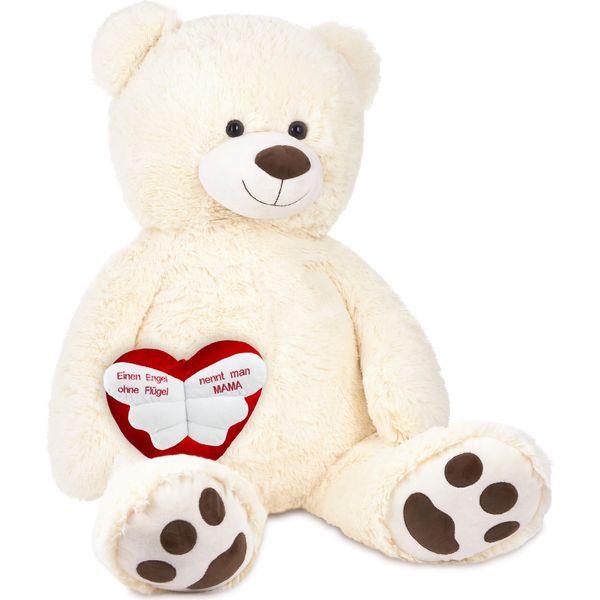 Brubaker Xxl Orsacchiotto 100 Cm Bianco Con Un Angelo Senza Ali Si Chiama Cuore Di Mamma Peluche Peluche-image