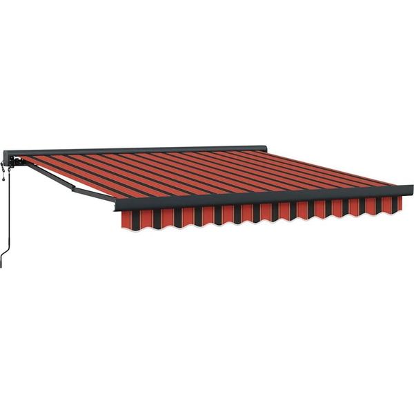 Vidaxl Tenda Da Sole Retrattile Arancione E Marrone 3,5X2,5 M Tessuto E Alluminio-image