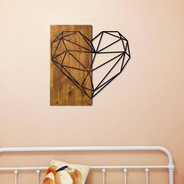 Wallity, Cuore, Decorazione Murale, Noce, Metallo, 58 X 58 Cm-image