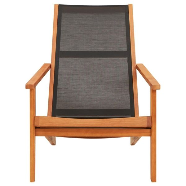 Vidaxl Sedia Da Giardino In Legno Massiccio Nero Eucalipto E Textilene-image