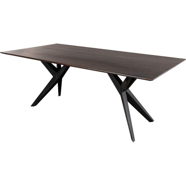 MASSIVMOEBEL24 | Tavolo Da Pranzo In Legno Di Acacia 160X90X76 Marrone Laccato Swiss Edge #13-image