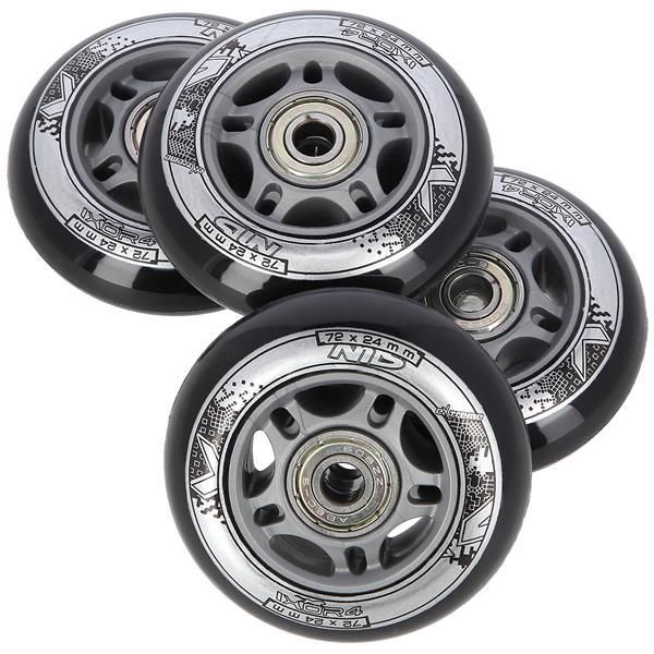 Set Di Ruote Nere Inpoliuretano72X24 + Cuscinetti ABEC9 Nils Extreme-image
