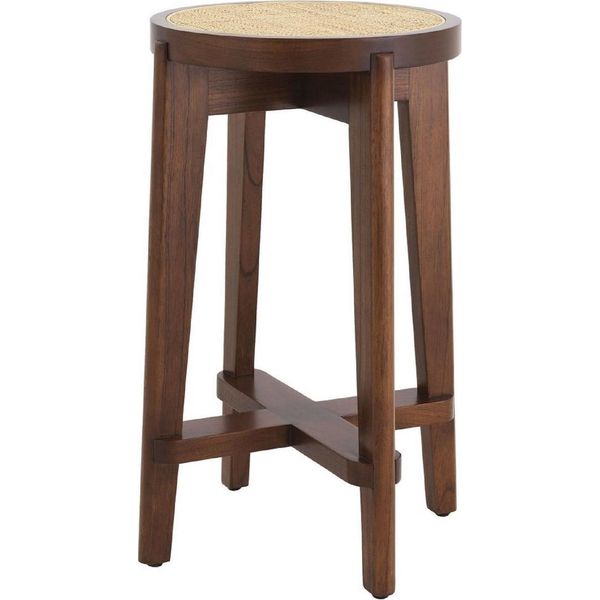 Casa Padrino Sgabello Marrone / Naturale Ø 44 X H. 67 Cm - Sgabello Da Bar Rotondo In Legno Massiccio - Mobili Da Bar-image