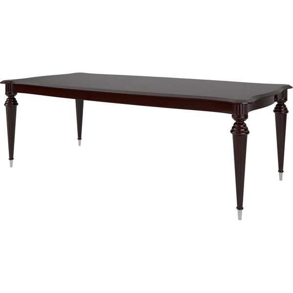 Casa Padrino Tavolo Da Pranzo Barocco Marrone Scuro Lucido / Argento 218 X 108 X H. 77 Cm - Tavolo Da Pranzo In Legno Massello Nobile - Mobili Da Sala Da Pranzo Di Alta Qualità In Stile Barocco-image
