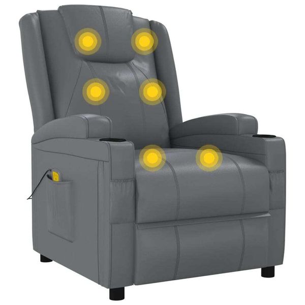 Syfax™ Poltrona Massaggiante Antracite In Pelle Finta-image