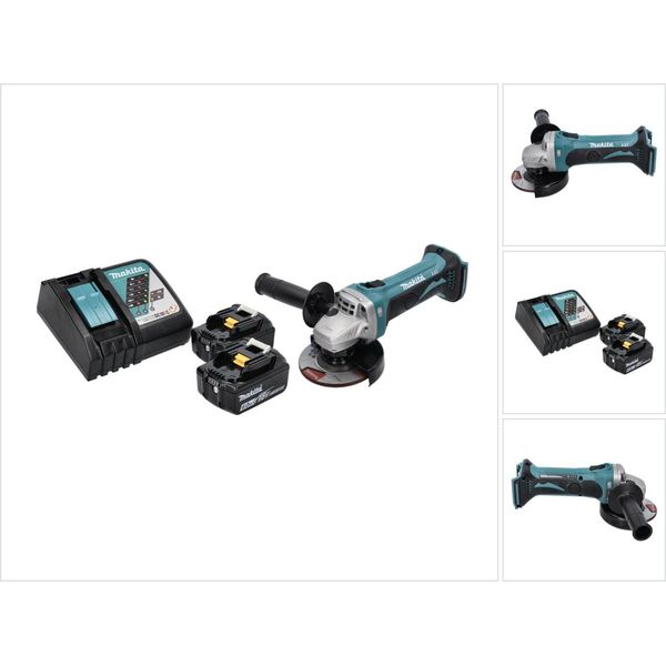Smerigliatrice Angolare A Batteria Makita Dga 452 Rg 18 V 115 Mm + 2X Batteria Ricaricabile 6,0 Ah + Caricabatterie-image