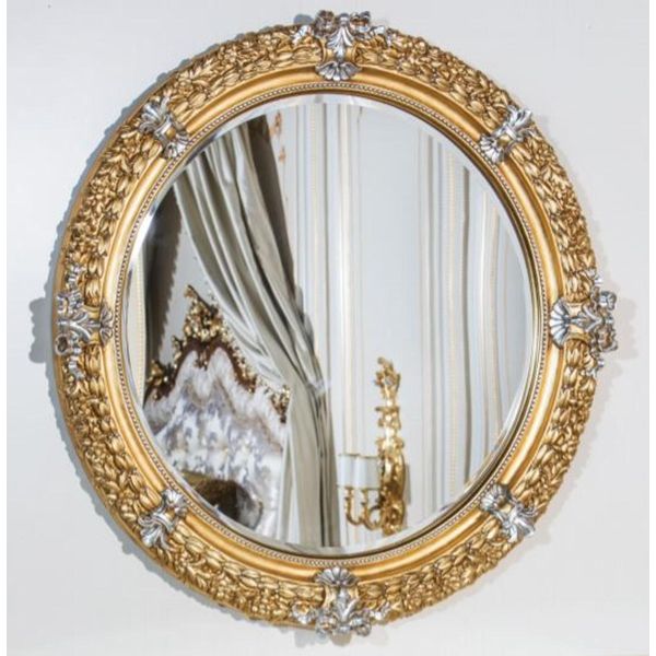 Casa Padrino Specchio Barocco Oro/Argento Ø 103 Cm - Magnifico Specchio Da Parete In Stile Barocco Intagliato A Mano - Qualità Lussuosa - Italy-image