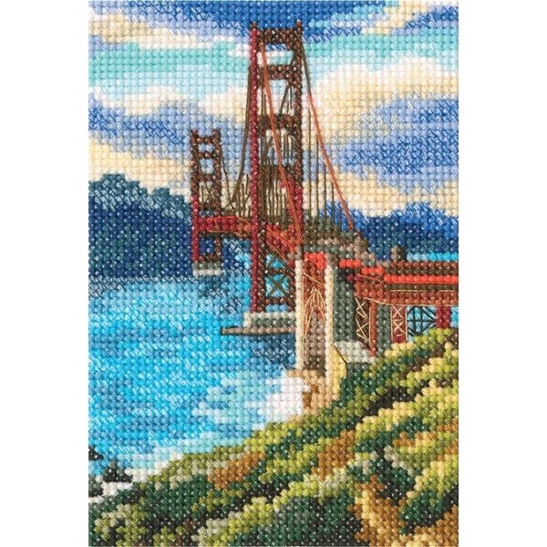 Set Per Punto Croce Rto "Golden Gate Bridge"" C302, Schema Contato, 9X13,5 Cm"-image