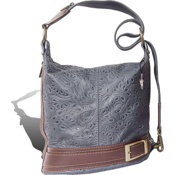 Firenze Vera Pelle Borsa Donna Zaino Grigio 23X25X17 Compresa Etichetta Italia D2OTF104K-image