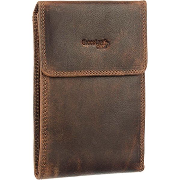 Greenland Nature Pelle Portafoglio Borsa A Tracolla Montana Wallet Rfid Brown Marrone-image