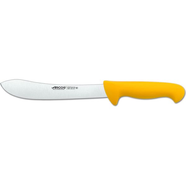 Coltello Da Macellaio Arcos Color - Prof 292600 In Acciaio Inox Nitrum E Mango Lama Ergonomica In Polipropilene Giallo 20 Cm, Vetrina-image