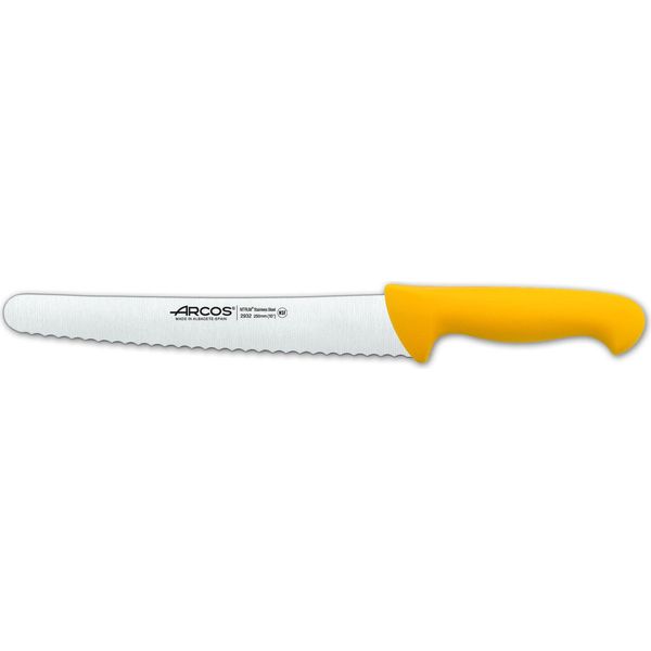 Coltello Da Pasticceria Arcos Colour - Prof 293200 In Acciaio Inox Nitrum E Mango Polipropilene Giallo Ergonomico Con Lama Da 25 Cm, Vetrina-image