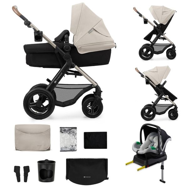 Kinderkraft Moov 2 Air - Passeggino 4 In 1 - Navicella, Passeggino E Mink Pro I-Size - Ruote Gonfiabili - Capottina UPF50+ - Fino A 27 Kg - Grigio-image