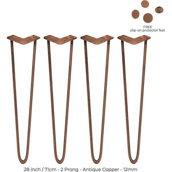 4 X Gambe A Forcella Gambe A Forcella 71Cm 2 Montanti Gambe Da Tavolo Gambe Per Mobili Rame-image