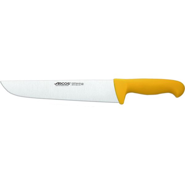 Coltello Da Macellaio Arcos Colore - Prof 291800 Acciaio Inox Nitrum E Mango Lama Ergonomica In Polipropilene Giallo E Lama Da 25 Cm, Vetrinetta-image