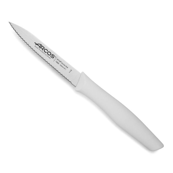 Coltello Mondador Arcos Nova 188614 In Acciaio Inox Nitrum E Polipropilene Mango, Bianco Lama Da 10 Cm In Confezione Da Esposizione-image