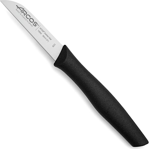 Coltello Mondador Arcos Nova 188400 In Acciaio Inossidabile E Polipropilene Di Mango, Lama Nera Di 8 Cm Con Coprilama E Scatola Da Esposizione-image